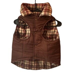 Heart To Tail Pet Reversible Puffer Coat Size XL Brown and Plaid